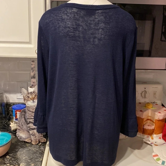 D womens Van Heusen floral long tulip sleeve stretch regular size top XL - Picture 2 of 4